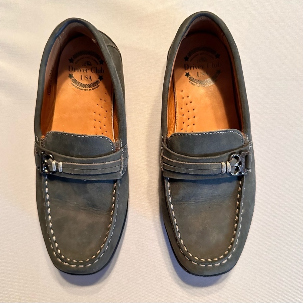 Driver Club USA Leather Loafer Anchor‎ Detail Italy contrast stitching worn once